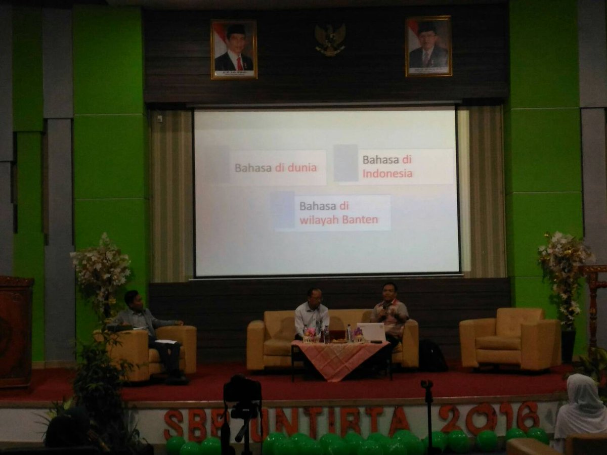 Sedang berlangsung seminar bahasa dlm menyambut SBB dr himpunan mahasiswa bahasa indonesia Untirta <a href="/hmjpbi_untirta/">HMJ PBI Untirta</a>