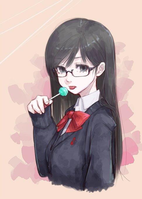 黒髪ロング眼鏡の習作 