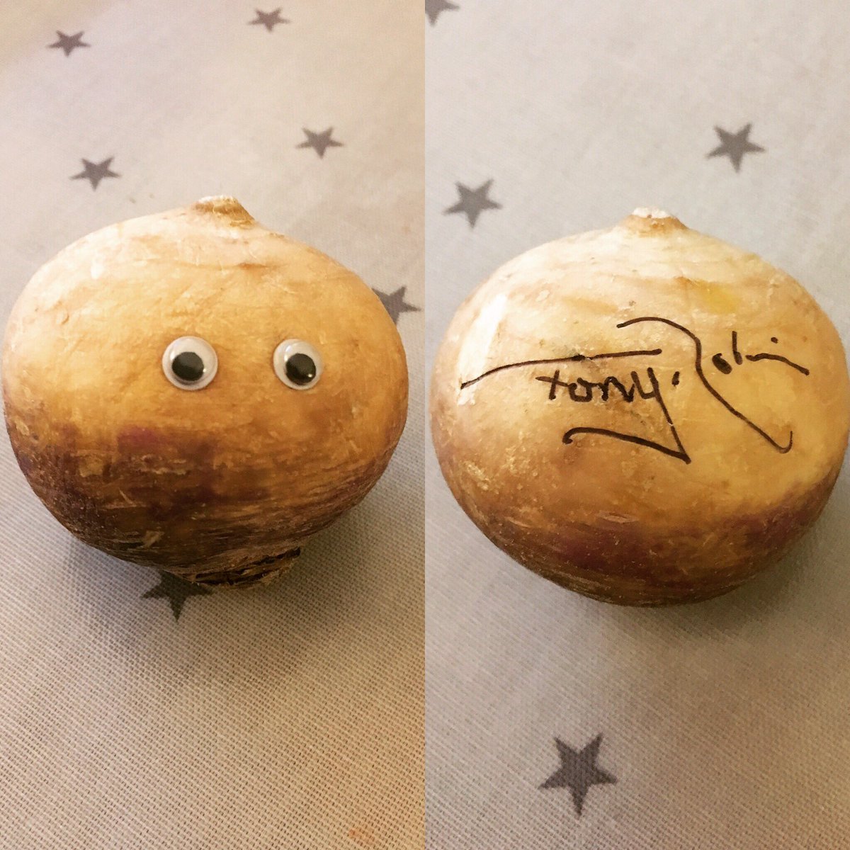 Minimum Bribe level? One turnip... <a href="/Tony_Robinson/">Tony Robinson</a> <a href="/ilkleylitfest/">Ilkley Literature Festival</a> #ilkley #turnip #legend #baldrick #blackadder