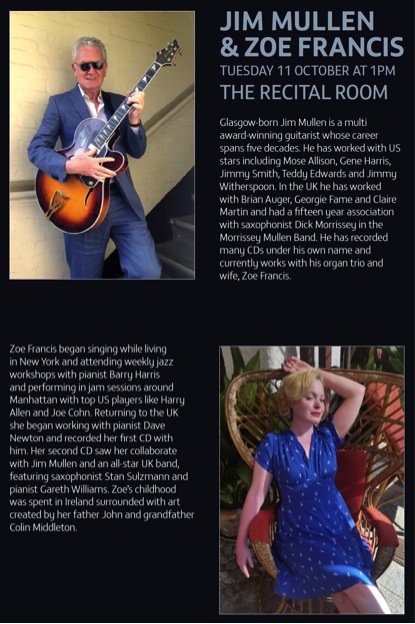 Ulster Presents (@ulsteruniarts) on Twitter photo Jim Mullen & Zoe Francis kick off this years Music@One series for more info please visit ulster.ac.uk/daro/artsandcu… <a href="/jimmullenjazz/">Jim Mullen</a> Jim Mullen & Zoe Francis kick off this years Music@One series for more info please visit ulster.ac.uk/daro/artsandcu… <a href="/jimmullenjazz/">Jim Mullen</a>