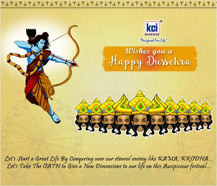 KCIBEARINGS's tweet photo. A time for #celebration, A time for #victory of good over bad, A time when world see the example of power of good. 
#Dussehra #VijayaDashmi https://t.co/XmsHT2ZMe5