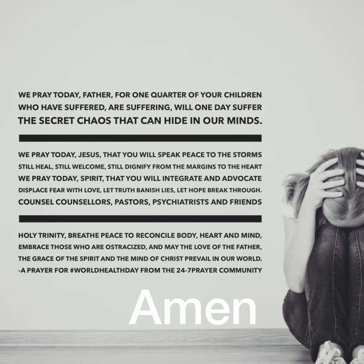 Today is #WorldMentalHealthDay #WePrayerBecauseWeCare 🙏🏼🌎🤗