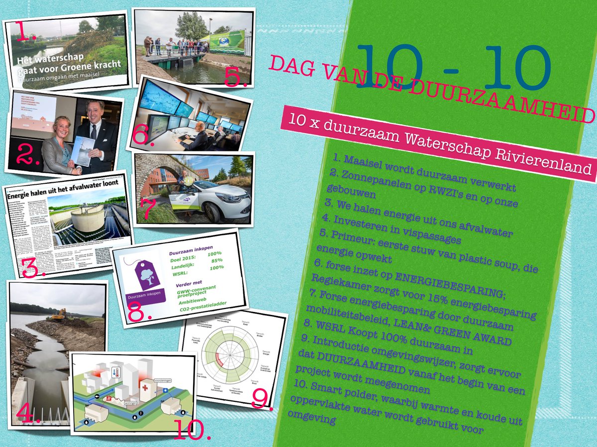 Vandaag #dvdd16, 10 prachtige duurzame initiatieven uit <a href="/wsrivierenland/">Waterschap Rivierenland</a> laten zien dat werken aan duurzaamheid lonend is!