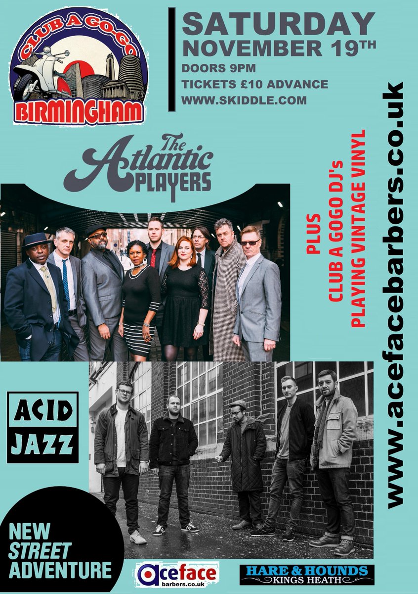 November 19t #clubagogo ft #theatlanticplayers & @newstreetadventure . tickets available via @hareandhounds kingsheath or in person from us