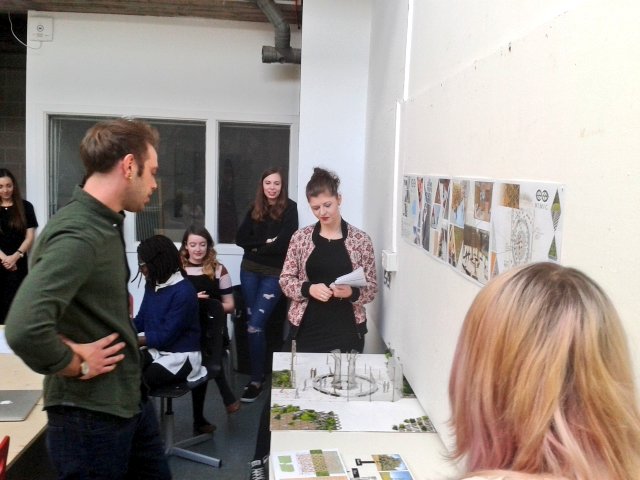 designbyBekker's tweet photo. Team Rosi and @HVernonDesign  presenting their concept to @WildstoneUK #WSIED16 @InteriorsDJCAD #design #architecture #interiordesign https://t.co/3zvaALCSjs