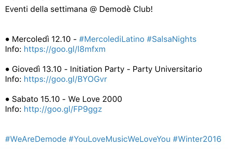 DemodeClub's tweet photo. Prossimi Eventi !
Info su https://t.co/HLSykVURnm o https://t.co/YO0ppGeYHy
#WeAreDemode #Winter2016 https://t.co/4tj0XJGBGW