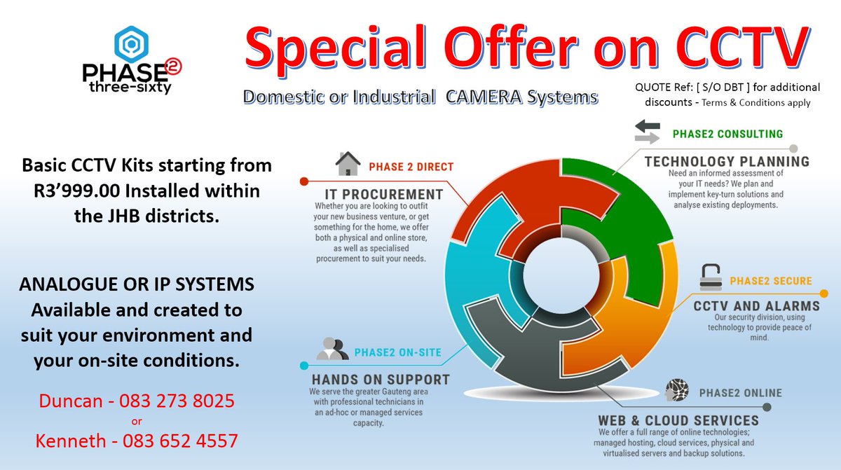 Phase2Comp's tweet image. We install anywhere in JHB. Get your home &amp;amp; office secure today! From R 3999, can you really afford not to?
