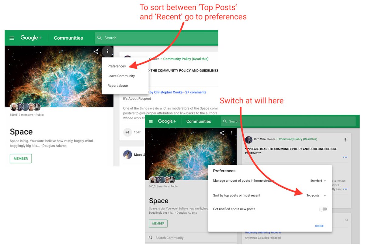 BlogModerateur's tweet photo. Google+ déploie un algorithme pour classer les publications des communautés : https://t.co/XIrmuON8n5 https://t.co/rnzO6KZe6n