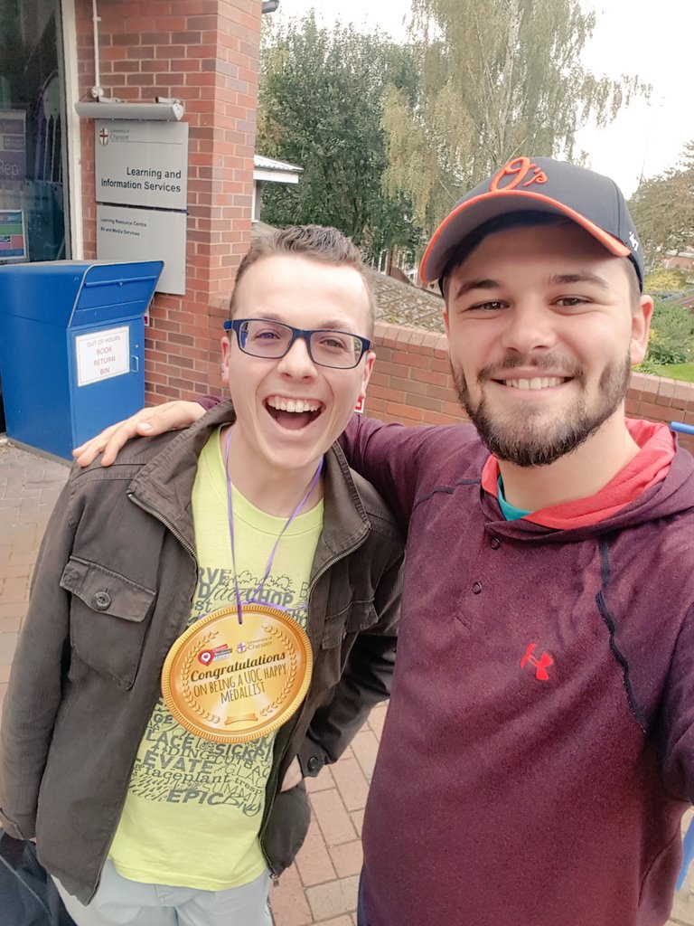 #UoChappy <a href="/GermanSoc_UoC/">German Society UoC</a> Austen always has a smile on his face 2 brighten my day! Gd luck  &amp; #PassItOn ✌😄 <a href="/ChesterSU/">Chester SU</a>