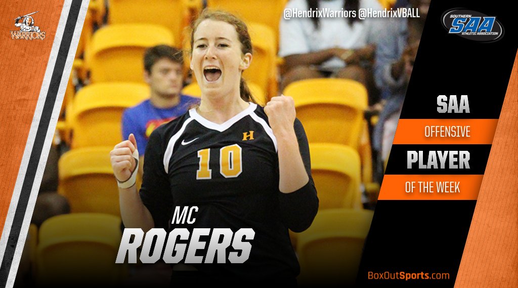 HendrixWarriors's tweet photo. @HendrixVBALL MC Rogers named SAA Offensive Player of the Week! https://t.co/3tvciPpb87