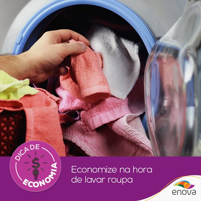 EnovaEnergia's tweet photo. Acumule roupas sujas para encher a máquina quando for a hora de lavá-las. Além de poupar energia, você economiza água! https://t.co/QzCixBhoqc
