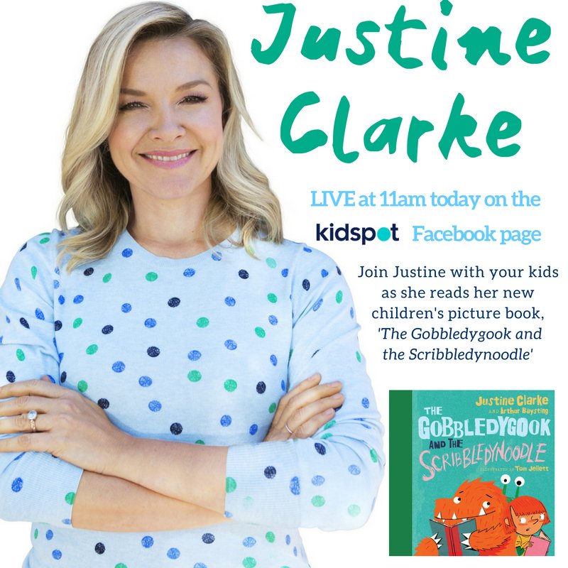 Check out @_justineclarke_ live today at 11am on the @KidspotSocial Facebook page here: facebook.com/KidspotAustral…