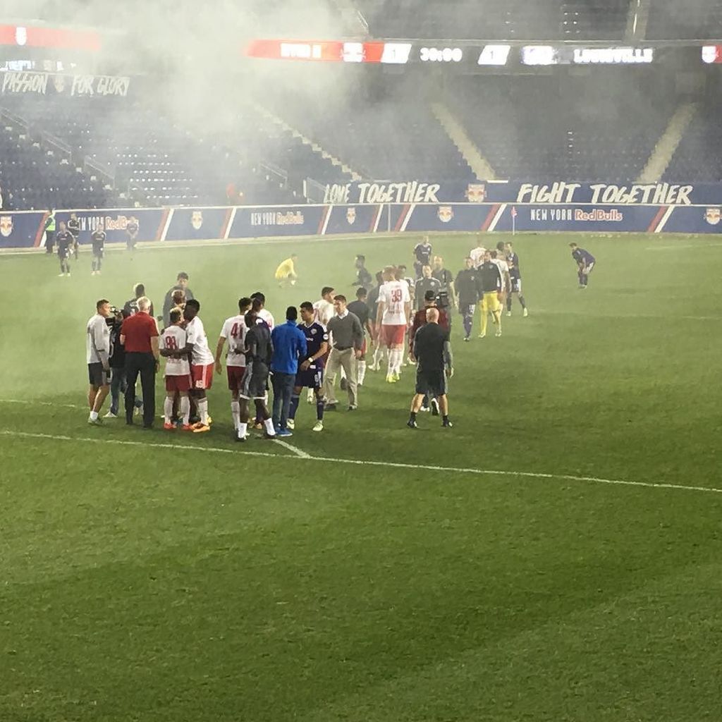 jumpmanjr012's tweet photo. #NYRBII celebrate on the field after their #uslplayoffs win. #NYvLOU #RBNY #NYisRed #REDTo… https://t.co/sGbofKYsvQ https://t.co/o8wLPD9tk0