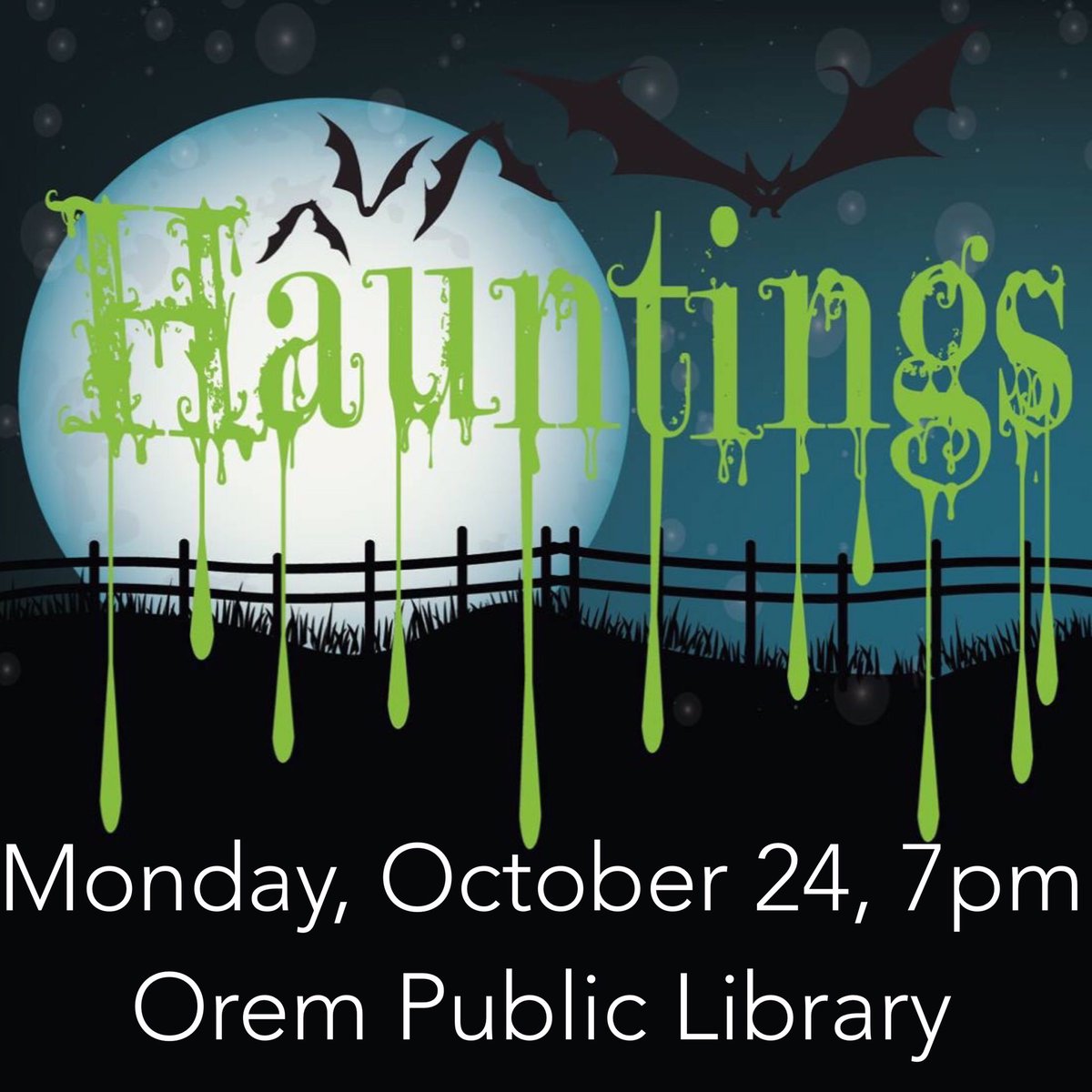 TimpFest's tweet photo. Do you love a scary story? Join us for our #Hauntings16 contest on Monday, Oct 24 at 7 pm at the @OremLibrary (ages 12+) #TimpFest https://t.co/AwfYroFQap