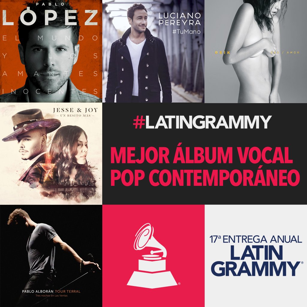 LatinGRAMMYs's tweet photo. @Spotify playlist de los Nominados al #LatinGRAMMY a Mejor Álbum Vocal Pop Contemporáneo 🎧🎵¡RT tu canción favorita! https://t.co/iKW6xSg8rz https://t.co/BkK6yVNs1R