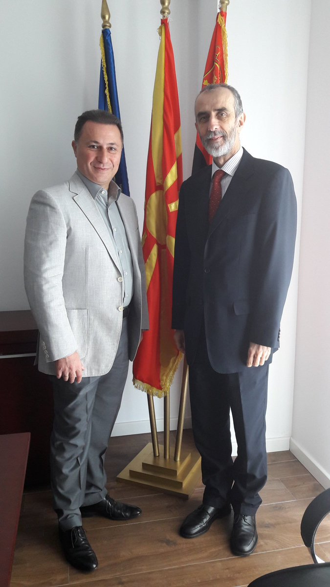 SLOinNMK's tweet photo. Ambassador #Jazbec and @VMRO_DPMNE leader Gruevski discussed the importance of elections & further steps for development of Macedonia. https://t.co/ZC4LXAUwhn