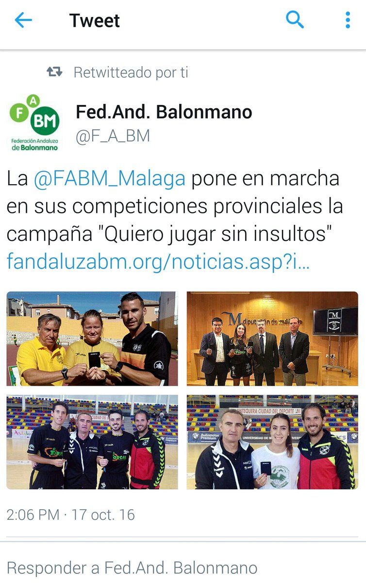CTArbitralMLG's tweet photo. @F_A_BM @RFEBalonmano muchas gracias por los apoyos de tantísima gente e instituciones. BALONMANO somos todos. #TarjetaNegra por el #respeto https://t.co/B1YfdBb3nx