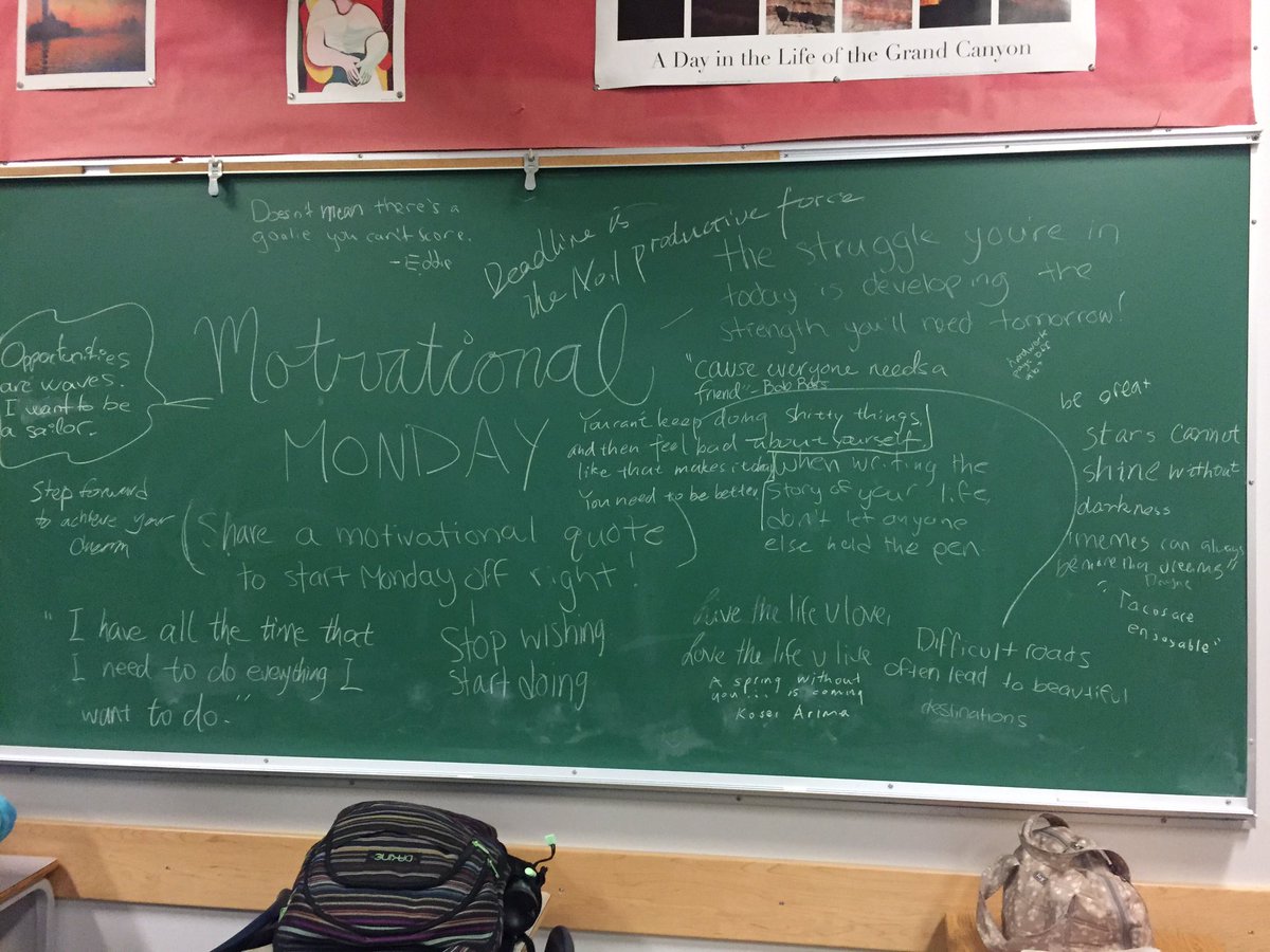 leahmh33's tweet photo. Motivation from my grade 11s!#classroomcommunity #motivationalmonday https://t.co/kJo9r6lb6D
