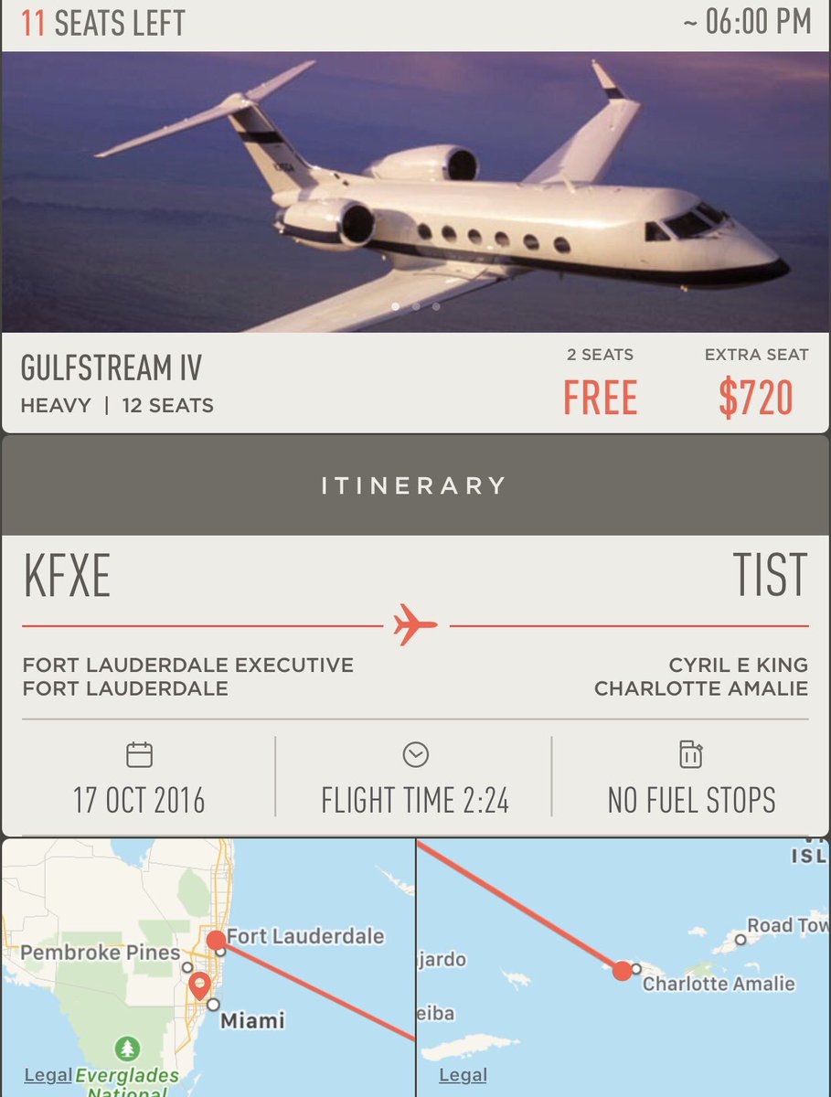 JetSmarter's tweet image. #JetDeal alert: #JetSmarter members can fly free from #FortLauderdale to #StThomas today. Book your seat in the Deals section of the app.