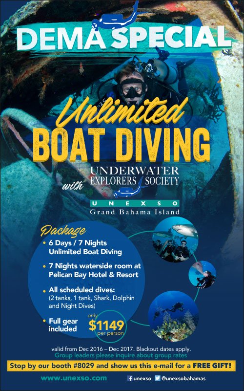 unexsobahamas's tweet photo. Visit us at booth #8029 for awesome show specials ! #demashow2016 #divebahamas #visitgrandbahama #bahamasdiving https://t.co/9jl8s3YdP7
