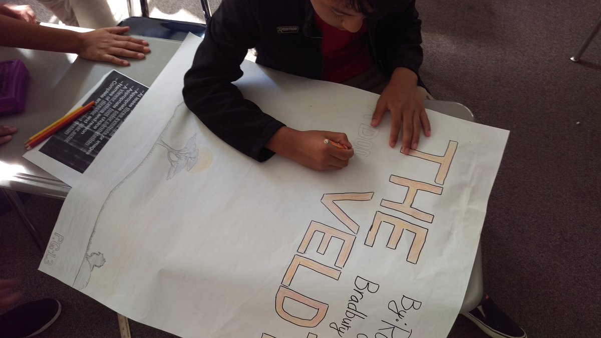 workethichockey's tweet photo. Mrs Smith's students create a STEAM movie posters for the story elements of the Veldt #Wileyms https://t.co/h4QM9Kmv1w