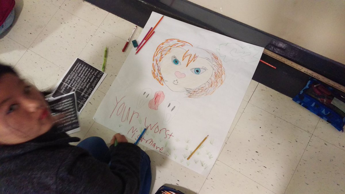 workethichockey's tweet photo. Mrs Smith's students create a STEAM movie posters for the story elements of the Veldt #Wileyms https://t.co/h4QM9Kmv1w