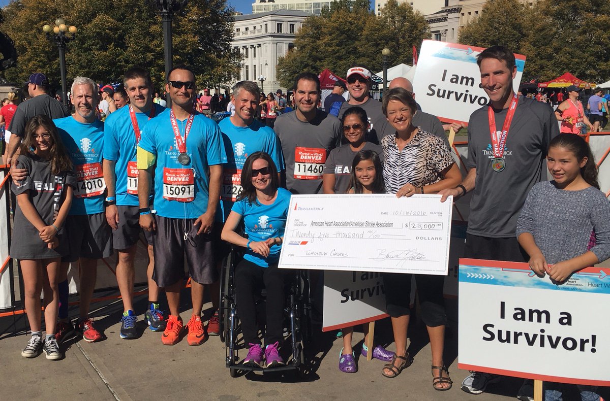 Transamerica's tweet photo. $25,000! #TomorrowChasers rocked it for @AmericanHeart at @RunRocknRoll Denver. https://t.co/6lOLamM9Zo