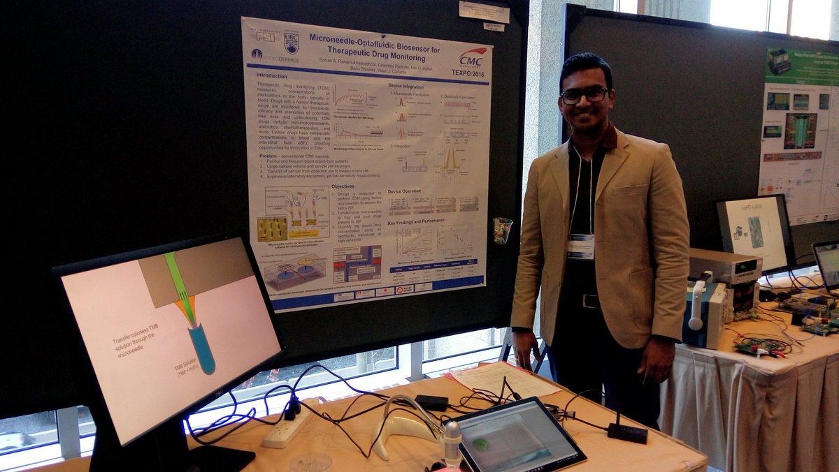 SahanRanamukha's tweet photo. Microneedle-biosensor for #painless #pointofcare #diagnostics & #TDM at #CMCmicrosystems #innovation360 #TEXPO #stoeberlab #PSI #LMN https://t.co/n3M3W9A0ji