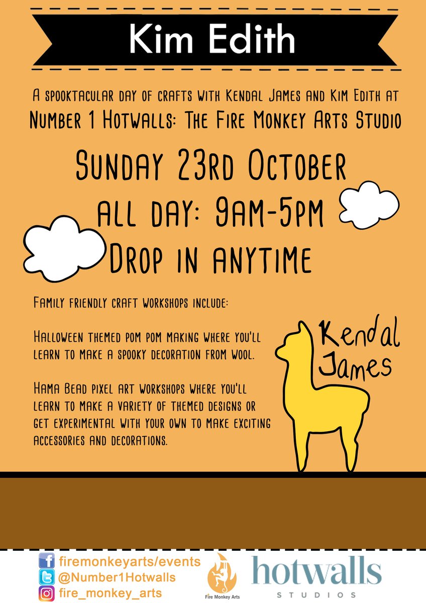 MissKendalJames's tweet image. Myself and @Kim_edith are running #halloween workshops from 9-5pm at @hotwallsstudios @number1hotwalls on Sunday! facebook.com/events/1189479…