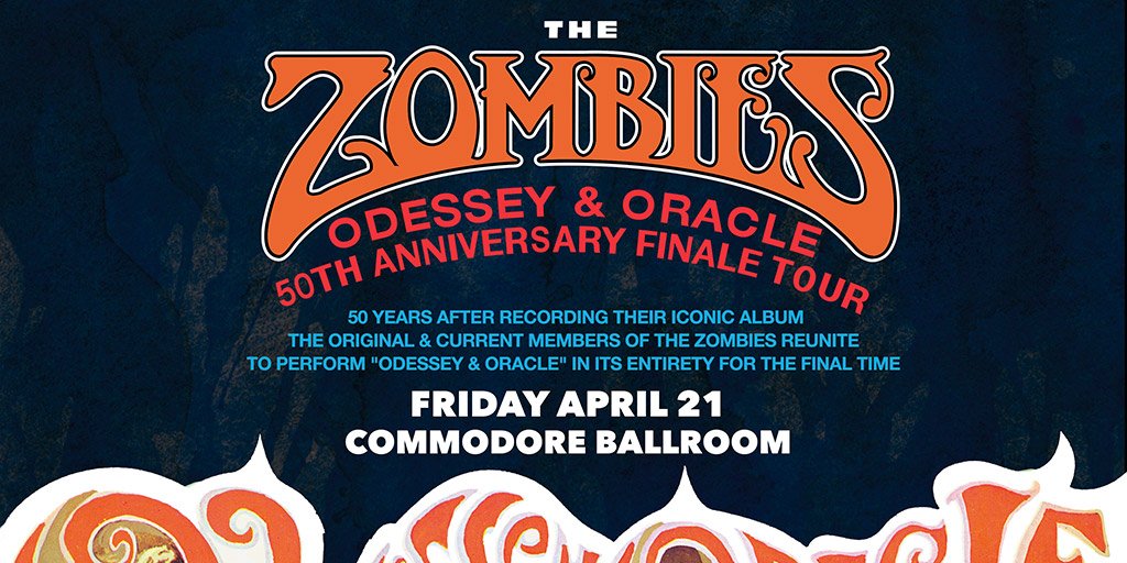 commodorevcr's tweet photo. Just Announced! @TheZombiesMusic 50th Anniversary Tour hits @commodorevcr on Fri, Apr 21! RSVP for presale: https://t.co/owGXhrN53C https://t.co/kdirK3UYHl
