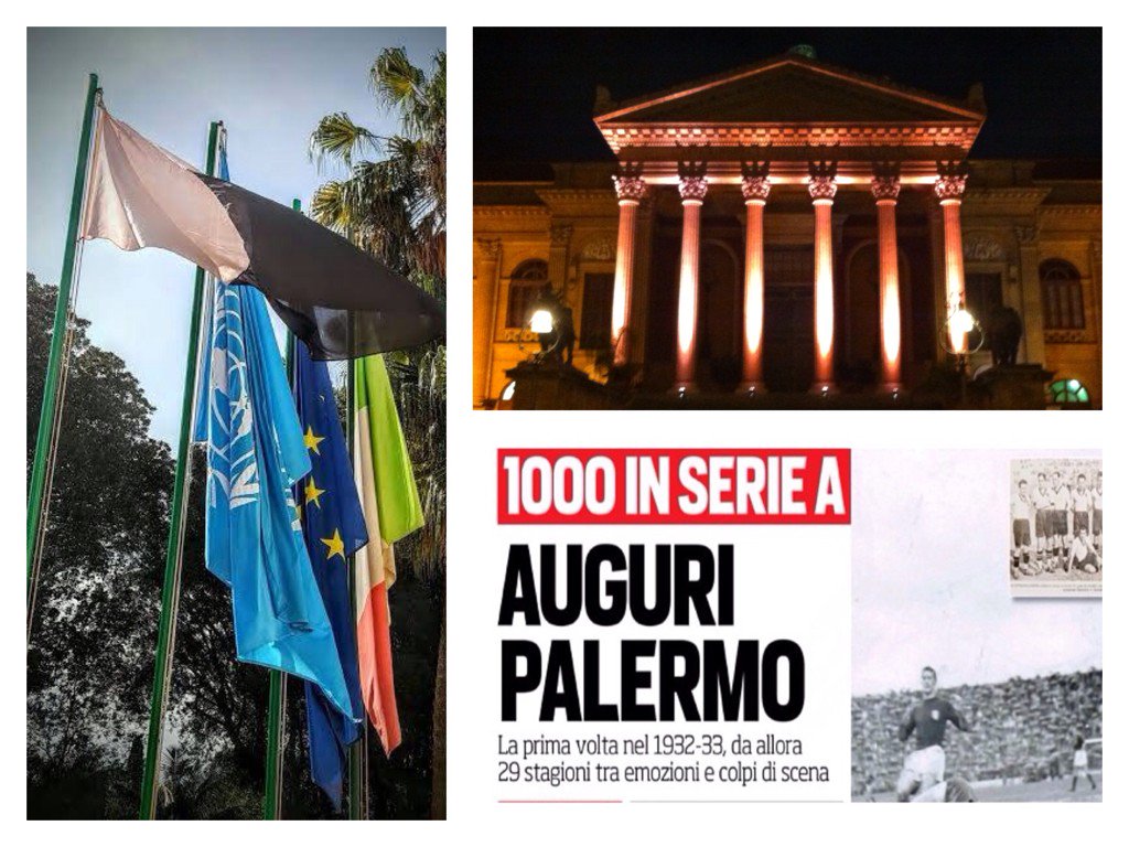 marcellocapetta's tweet photo. Bandiera rosanero a Villa Niscemi, Teatro Massimo illuminato di rosa. Auguri Palermo! #1000inA #PalermoTorino https://t.co/DbcjpCVot8