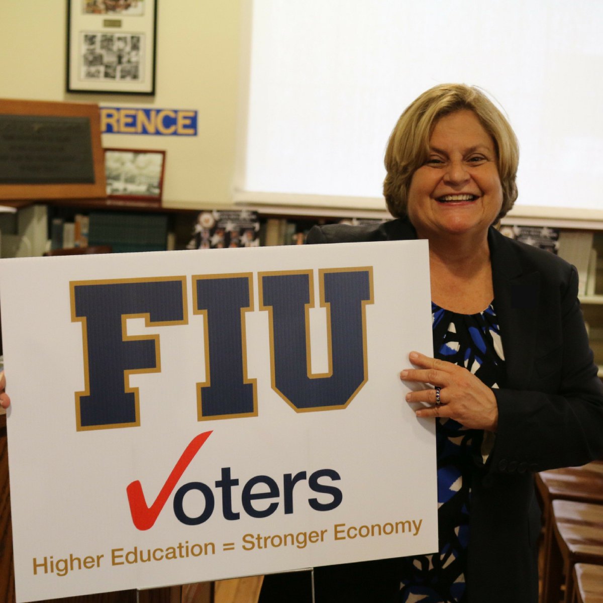 RosLehtinenCamp's tweet photo. Gr8 2 see my alma mater @FIU promote voting in our community! #FIUVotes continues to serve #SoFla w/ great ambition! Thx 4 all u do! https://t.co/eYFIr5Fs8A