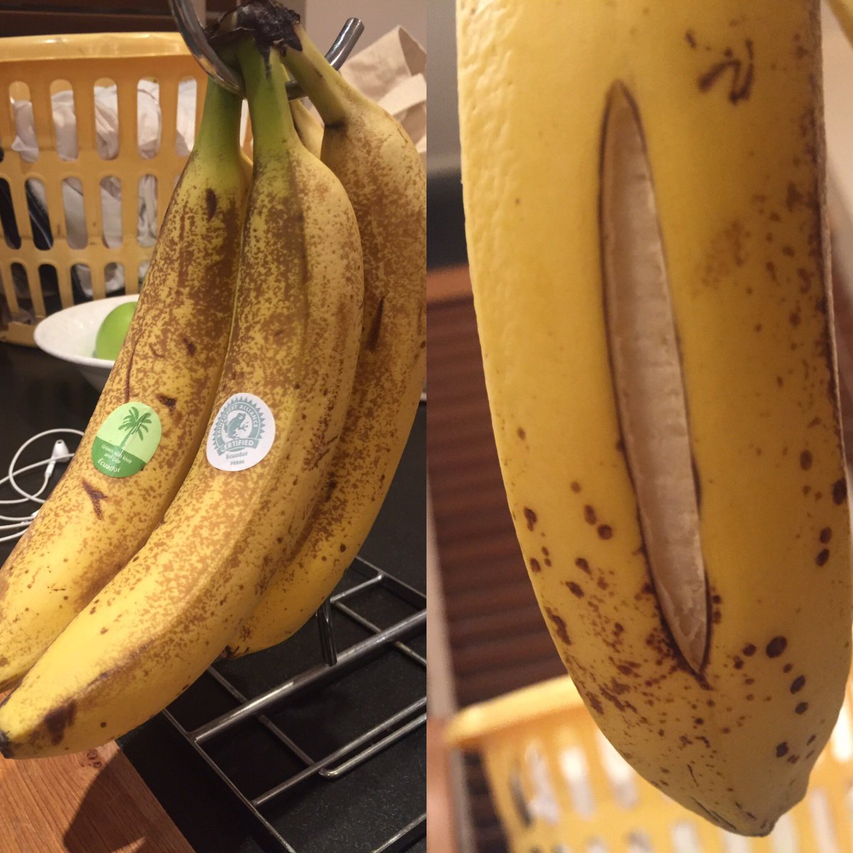 leannecrow92's tweet photo. @Tesco have you given up? Come on now. These bananas were delivered yesterday! I'm embarrassed to have them sat on my dining table. https://t.co/Q0lQ1rDxKZ