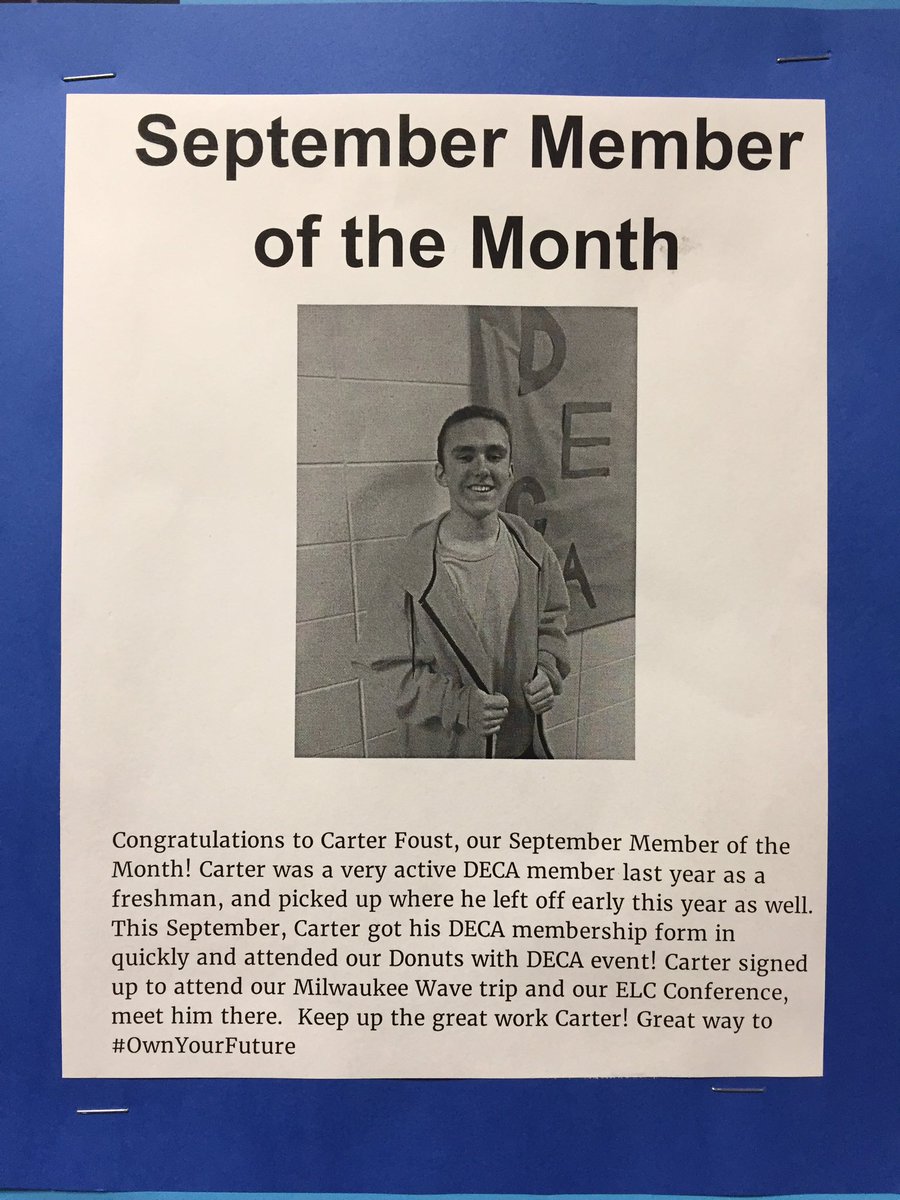 mgdeca's tweet photo. Congratulations to Carter Foust, our September Member of the Month. Way to #OwnYourFuture Carter! https://t.co/2MU9hjPdO0