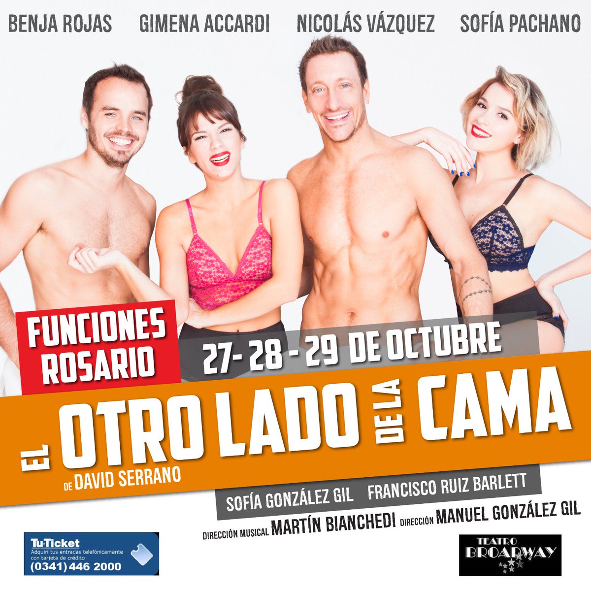 gimeaccardi's tweet photo. HOLA ROSARIO! Vamos para allá! 👉 27, 28 y 29 de Octubre! Entradas por Tu-Ticket o en boletería del teatro Broadway! 
#ElOtroLadoDeLaCama https://t.co/xqQbH4l20i