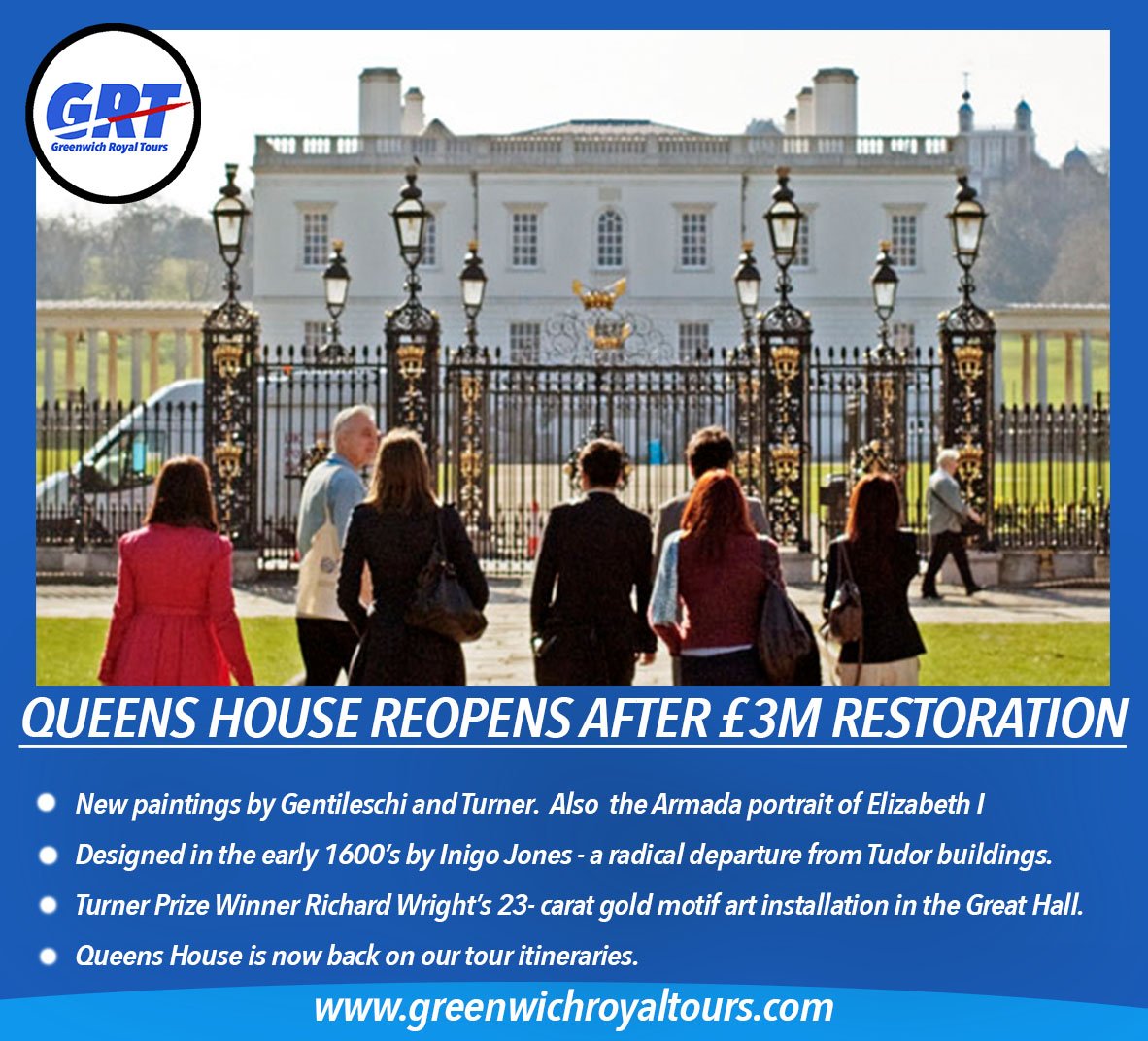 TourGreenwich's tweet photo. Exciting news that Queens House in Greenwich has now reopened, meaning it's now back on our Greenwich Tours! https://t.co/ZzBaswwTkk