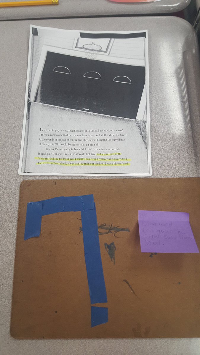 christimfowler's tweet photo. My Ss worked on character traits by highlighting text evidence, choosing the trait, &amp; creating it with tape art! https://t.co/KnaqisMVaW