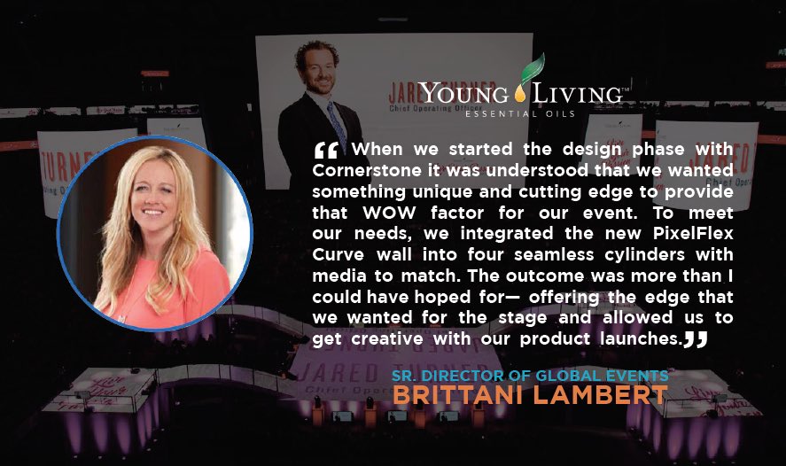 pixelflexled's tweet photo. #ClientConfessionals #YoungLiving #EssentialOils Sr Director of Global Events speaking on their use of #PixelFLEX #LED from #CornerstoneAV https://t.co/ML16FVg3GS