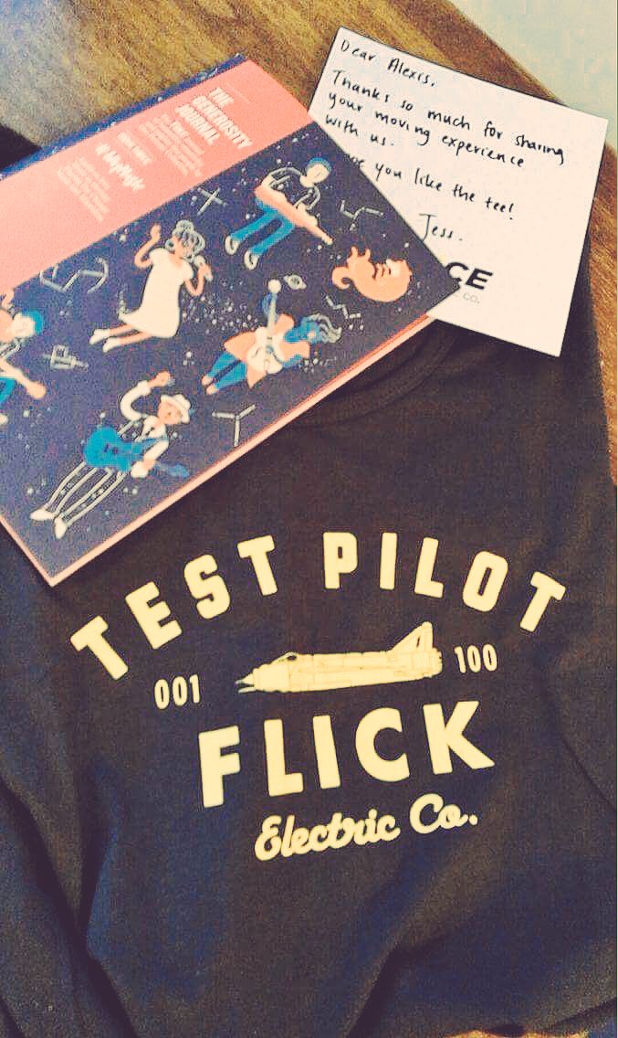 This_Is_Alexis_'s tweet photo. Sweet treats from @FlickElectricCo! Can't wait to try on the tee and looks to be some good material in the Generosity Journal #FlickLife https://t.co/S6J2whRFfL