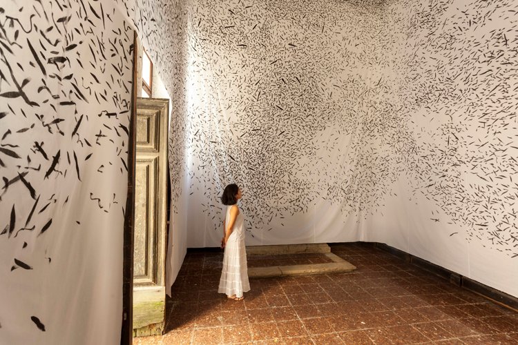 PhillipsMuseum's tweet photo. #JinnyYu's "Don’t They Ever Stop Migrating?" is a reflection upon both painting &amp; migration: https://t.co/5p2oDtmLWH #Panel61 https://t.co/7TXjgPoMoQ