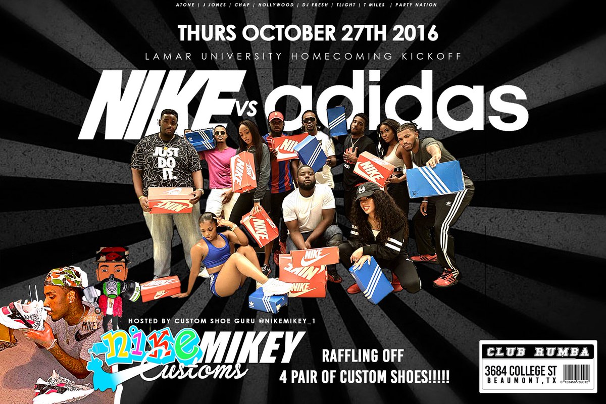 HollywoodGoHard's tweet photo. Next Thursday we will set the fckn tone for #LamarHC2k16!! 

#NikeVsAdidas 10.27.16

Who team you on???? https://t.co/TLQwTDa4Jm