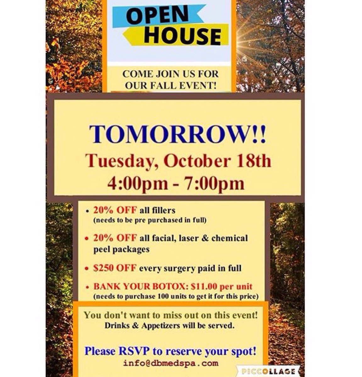 DB_MEDSPA's tweet photo. 🌟OPEN HOUSE EVENT TOMORROW HERE AT DESTINATION BEAUTY MEDSPA🌟 TAG A FRIEND &amp; BRING A FRIEND! RSVP RIGHT NOW‼️ https://t.co/XcfS3tHPye