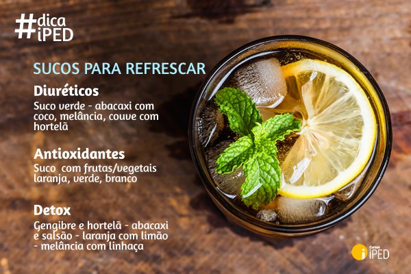 grupoiped's tweet photo. #DicaiPED Neste calor, aposte em refrescância através de sucos que fazem bem pra saúde e ainda matam a sede #Sucos #Carlor #CursosiPED https://t.co/JHolLXTlKA