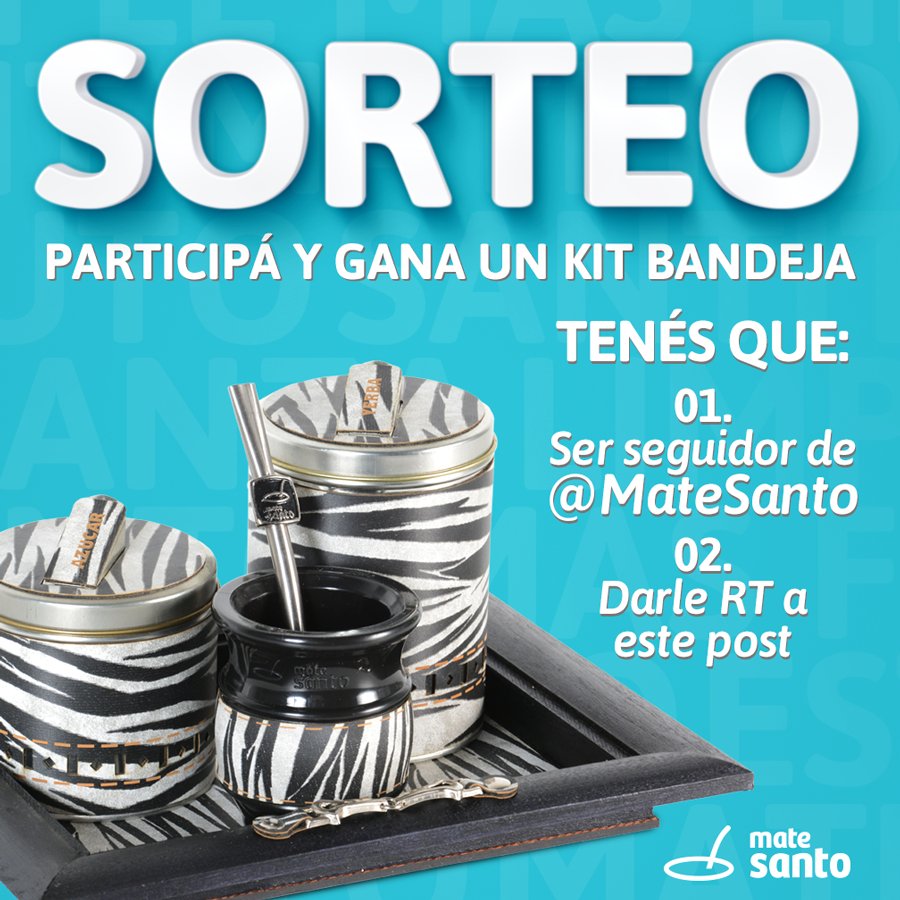 MateSanto's tweet photo. 📢 ¡Participá y ganá un Kit Bandeja de #MateSanto! El sorteo se realizará el próximo Miércoles 19 de Octubre a las 17hs. Mucha suerte 🍀🍀 https://t.co/f6Puq5G3zf