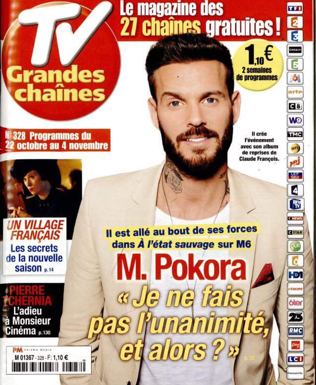 MPsourceFR's tweet photo. 📝 M Pokora en couverture de #TVGrandesChaines n• 328 / Programmes du 22.10 au 04.11 
En kiosques dès aujourd'hui 
#ALetatSauvage #MyWay ❤ https://t.co/PDs0wrPkIt