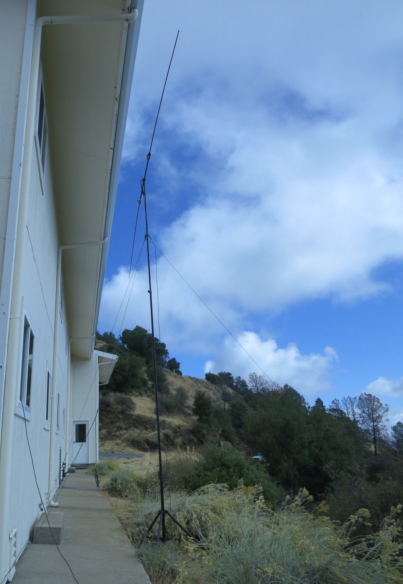 My Buddipole antenna setup for #hamradio that survived 3 days of rain and wind to keep me on for 20m contacts all the way to IA from CA