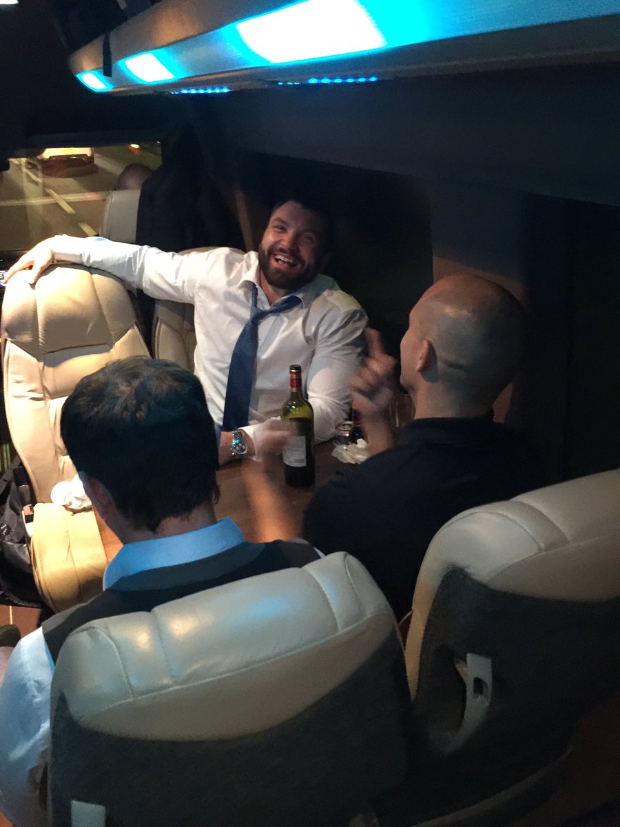 CasKnight's tweet photo. The ref and the host with the most @AlexCorbs on their way back from #CWFC79 @CageWarriors - what a team! https://t.co/PfLgaAi3Yj