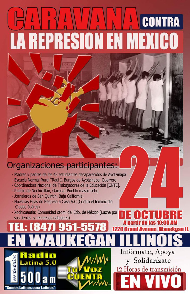 Yosoy132Chitown's tweet image. #Caravanavsrepresión  
en Waukegan IL 
organiza Raul Ventura 
10.ooam 120 Grand Ave