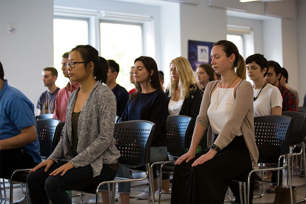 yext's tweet photo. #Yexters are staying well with office yoga, meditation, and pressed juice. Thanks @mindfreshco &amp; @juicepresstweet! #yextwellness https://t.co/6JAZ9j4CjF