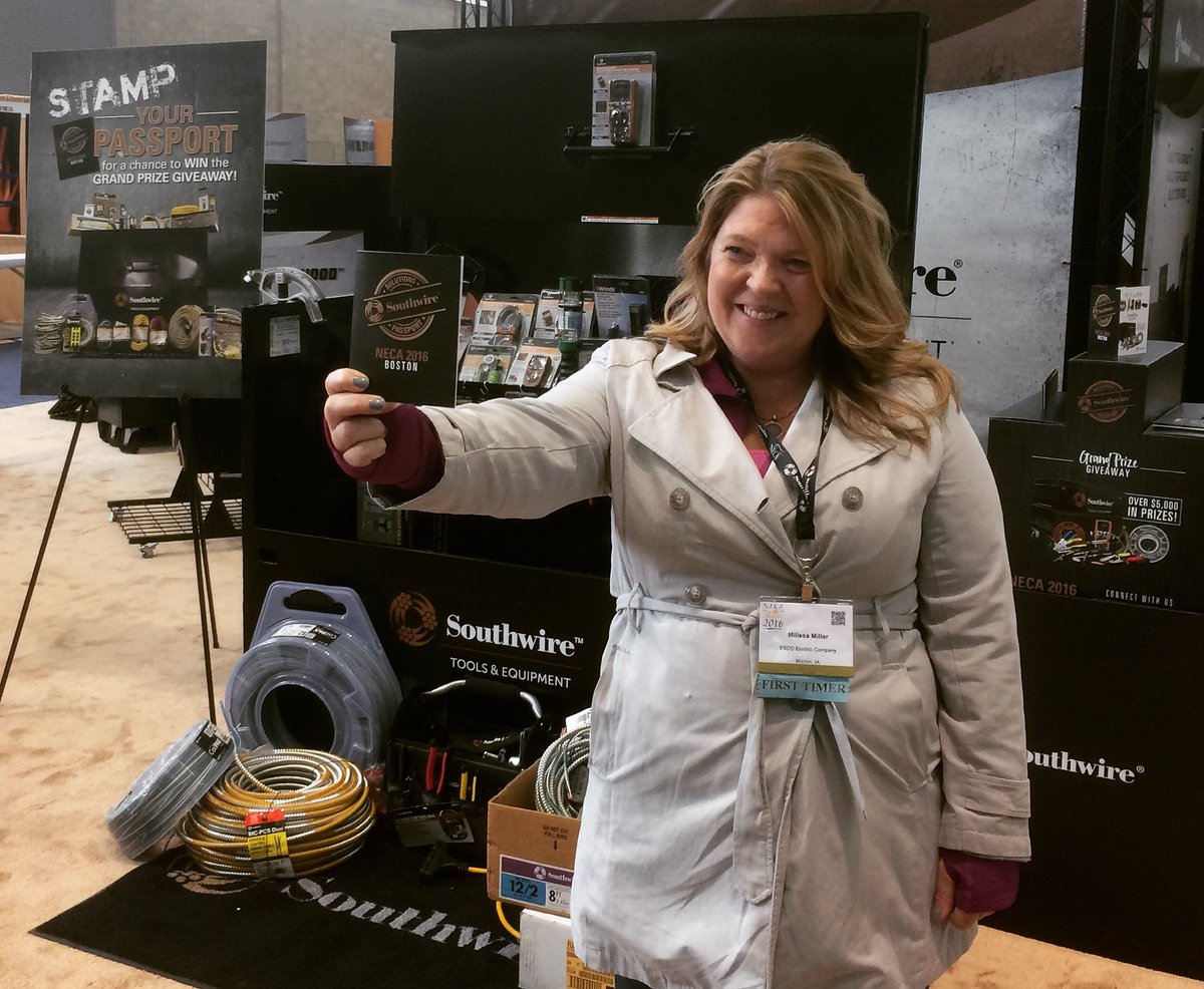 SouthwireTools's tweet photo. Congrats to our GRAND PRIZE WINNER, Milissa Miller! @necanet #neca16 #southwiretools #booth227 https://t.co/CbpA6QZUCS